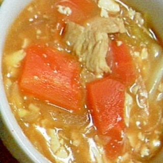 鶏ムネ肉のケチャップスープ